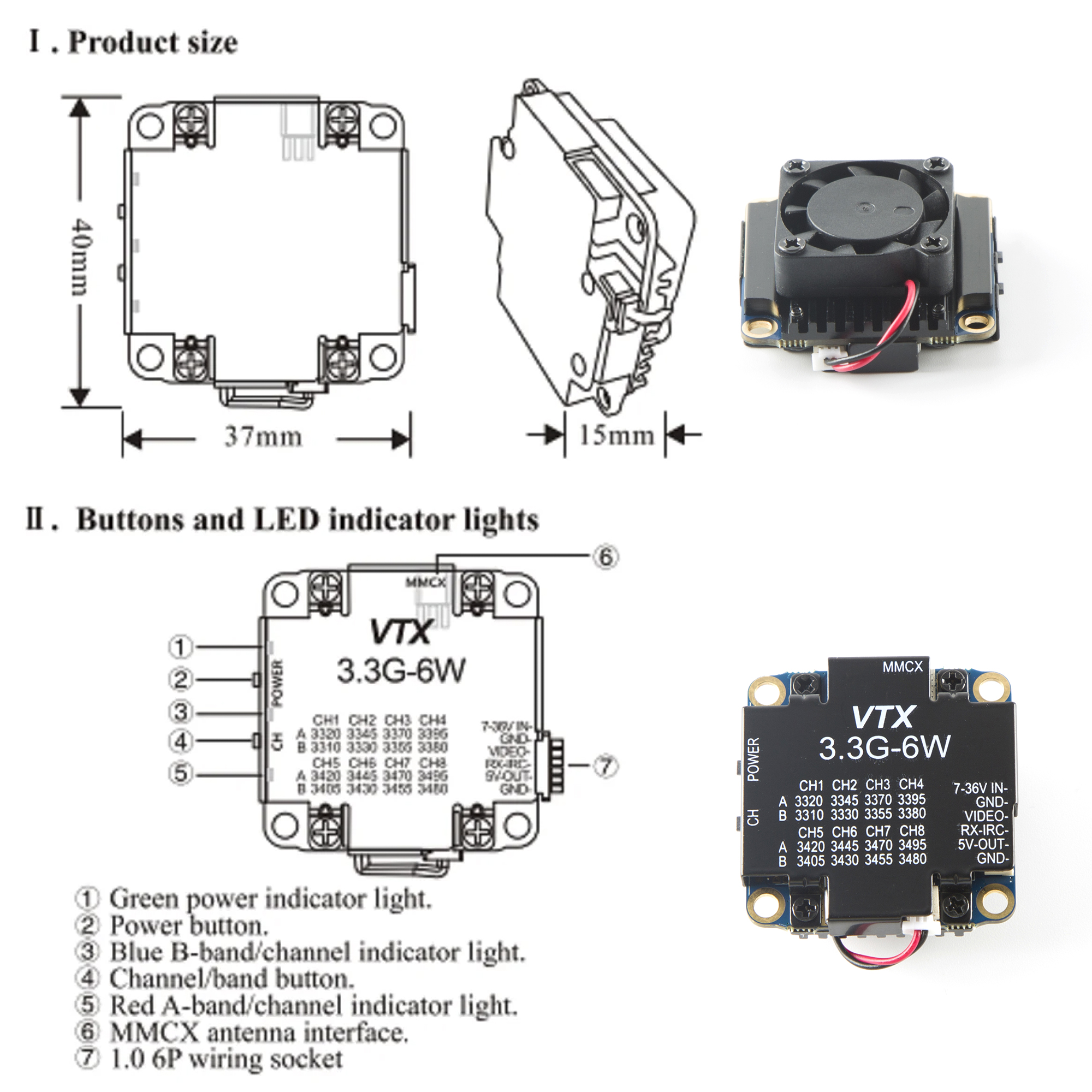 FPV Video Transmitter 3.3G 6W  - Fpv Drone Vtx 리뷰 및 가격